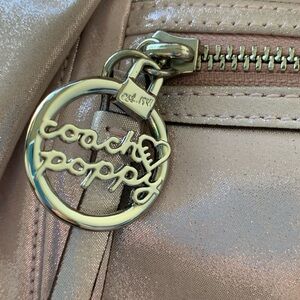 Coach Poppy Shimmer Light Pink Shoulder Bag with Gold Charm